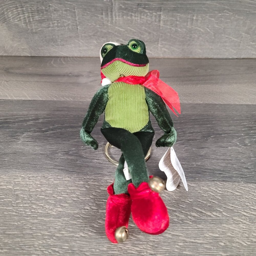 Amscan Green And Red Plush Stuffed Santa FROG Shelf Sitter Hoppin' Santa